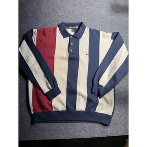 Knights of the Round Table Mens Striped Polo Sweatshirt Navy Cream L 18586